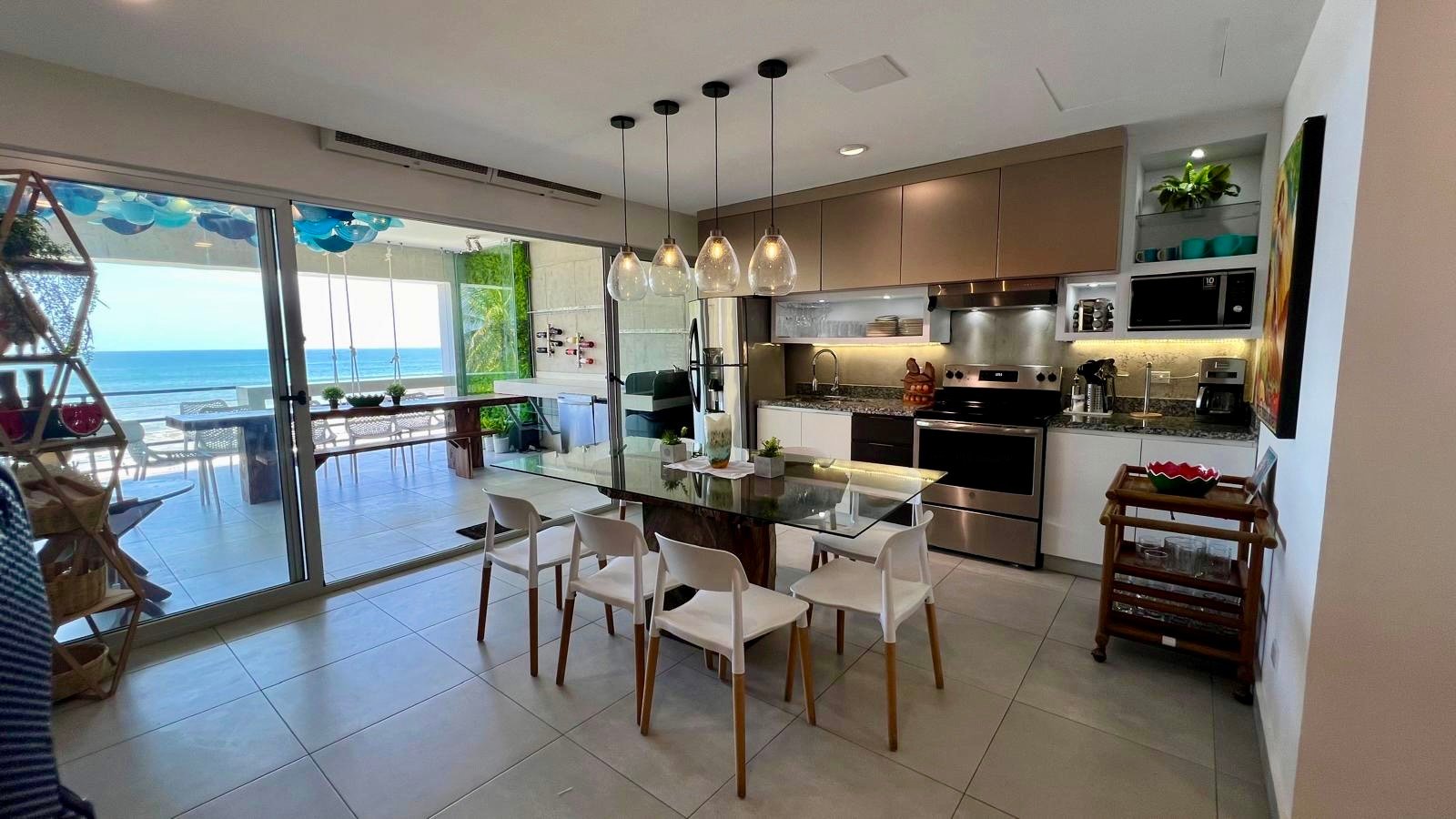 Chef's kitchen with ocean view